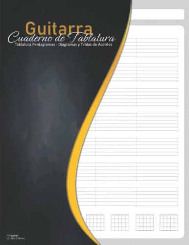 Guitarra - Cuaderno De Tablatura Tablatura Pentagramas - Dia