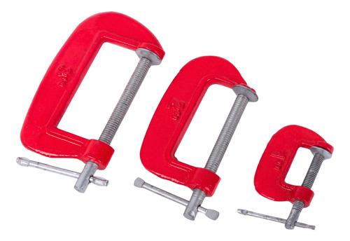 Kit Jogo 3 Grampos Tipo C 50x60x95mm Marceneiro Profissional
