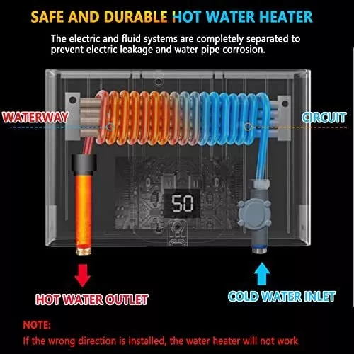 Mini calentador de agua eléctrico sin tanque 3000 W 110 V Temperatura  constante Calentador de agua caliente instantáneo con control remoto  Pantalla