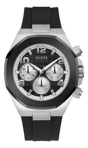 Pulseira masculina original da Guess, cor preta/prata