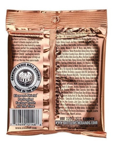 Imagem 3 de 3 de Cordas Para Violao 10 11 12 13 Aco Phophor Bronze Ernie Ball