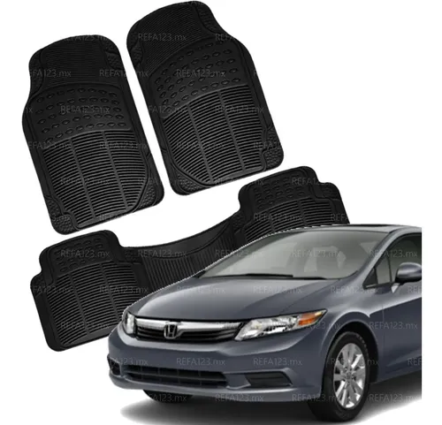 Juego De 4 Alfombrillas Para Honda Civic 2016-2021 | Impermeables, Terciopelo Negro, Con Logo Bordado