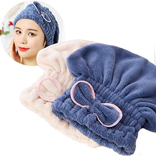 Jseng 2pc Microfiber Hair Drying Caps, Extrame Soft  Kncsv