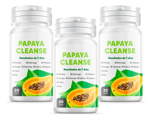Papaya Cleanse 20 Capsulas X 03 Frascos - Envio Gratis