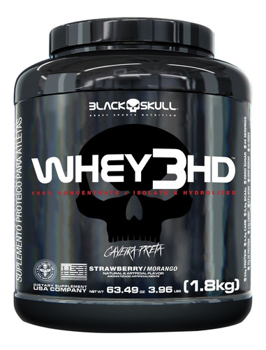 Proteina Whey 3hd - Black Skull -  1.8 Kg - Frutilla