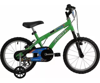 Bicicleta  infantil infantil Athor Baby Boy 2023 aro 16 freios v-brakes cor verde com rodas de treinamento
