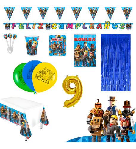 Kit Infantil Decoración Fiesta - Roblox X20 Invitados 