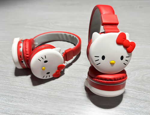 Fone de ouvido Bluetooth com faixa vermelha Hello Kitty AH-806d