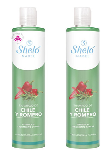 Shampoo De Chile Y Romero Shelo Nabel® 530ml. 2 Piezas