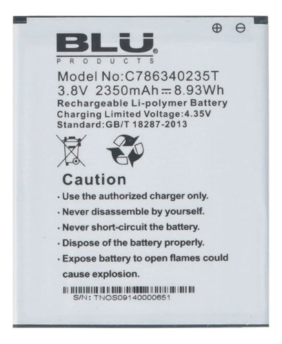 Batería Celular Blu Studio 5.5 Original Usb Wifi Mp3 4g 3g