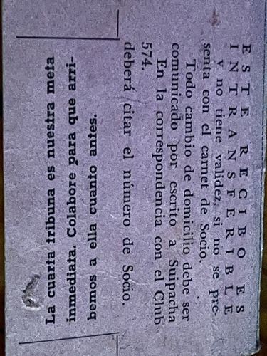Entrada River Plate Agosto 1960 (Usado)