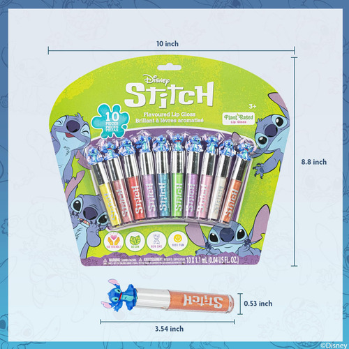Set De 10 Labiales Disney Stitch Lip Gloss