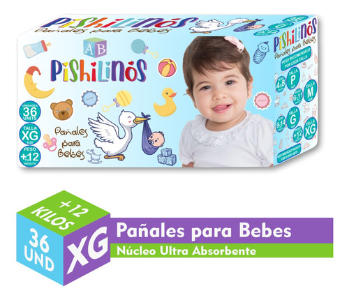 Pañales Para Bebes Talla Xg Pishilinos. Paquete X 36