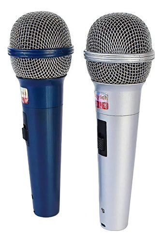 Micrófonos Alámbricos/inalámbricos Profesionales Dinámicos Color Plateado/Azul