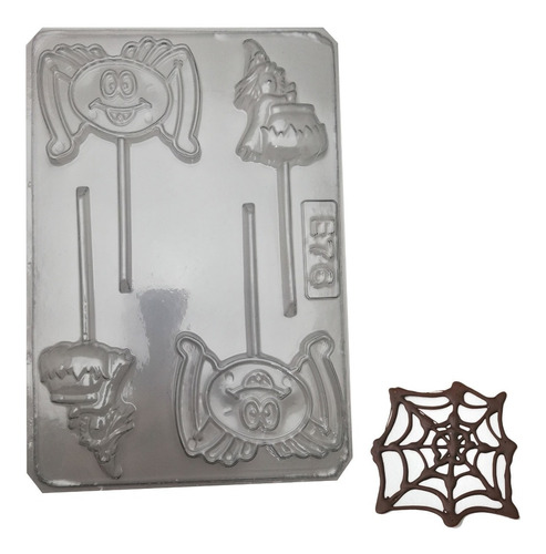 Molde Acetato Halloween Arañas Y Brujas Chocolate Mod E76