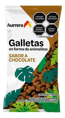 9 Pzas Galletas Aurrera Animalitos Sabor Chocolate 350 G