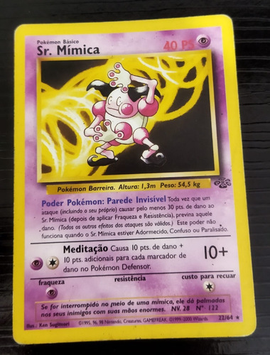 Pokémon Card Tcg - Mr Mime (sr Mímica) - Jungle - 22/64