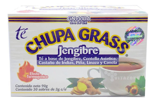 Imagen 1 de 3 de Té Chupa Grass Jengibre 30 Sobres Castaño De Indias