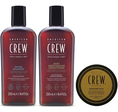 Shampoo Exfoliante + Cond + Molding Clay American Crew Men