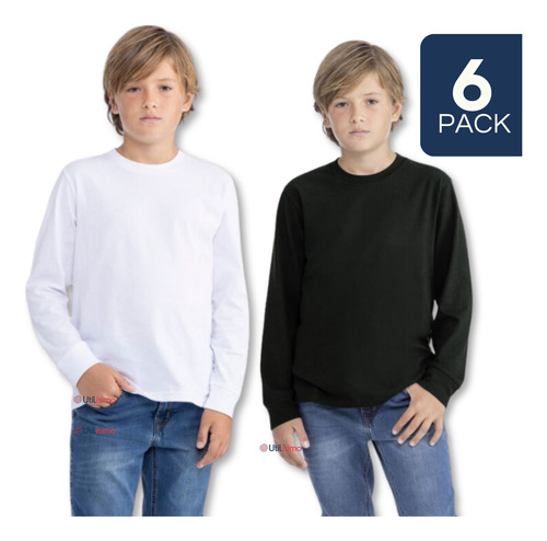 Pack 6 Camiseta Algodón Primera Capa Invierno Niño