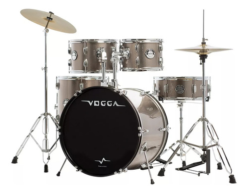Bateria Vogga Pulse 10/12/14/20 Vpd220 Chr Cor Chrome banco pratos pedal e par de baquetas Completa