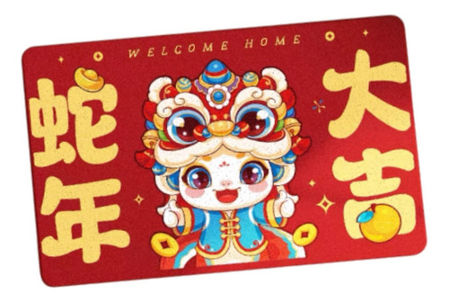 Felpudo Para Puerta De Año Nuevo Danza Del León 50cmx80cm