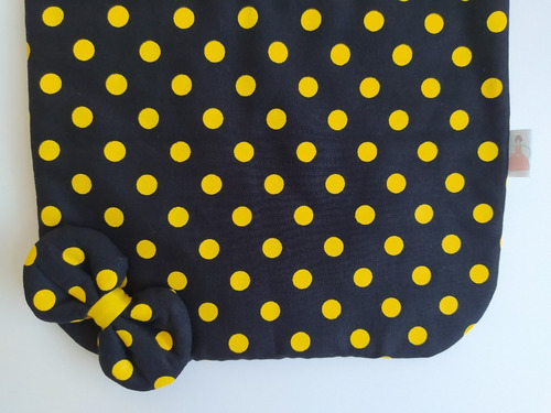Babador Com Laço - Preto Com Poá Amarelo
