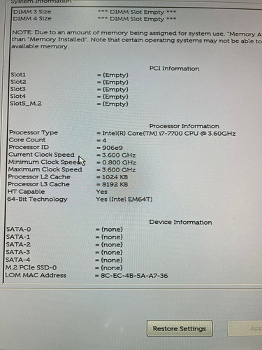 Cpu Dell Optiplex 7050 I7 7ma 16gb Ram Ddr4 256gb Mini Torre (Reacondicionado)