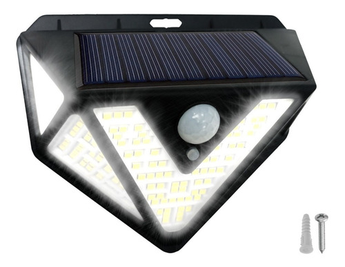 Panel Reflector Solar 166 Led Sensor Movimiento 3 Funciones Carcasa Negro Luz Blanco