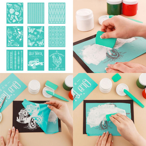 (1 #mold) EstĂȘncil De Tela Diy Mesh Screen Print Clothes Emb