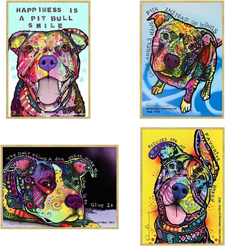 Imanes Pitbull Pop Art Para Nevera Y Cocina - 4 Unidades