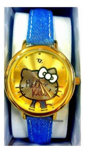 Reloj Hello Kitty Dorada De Tizza