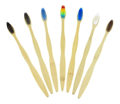 Imagen 1 de 6 de Cepillo De Dientes Bambú Madera Biodegradable Ecológico Moda