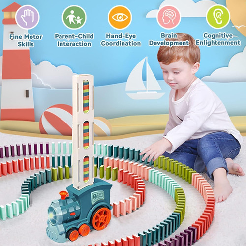 Juego De Juguetes Domino Train Para Niños, 100 Pcs Bloques Y
