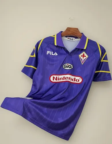 Camisa Retrô Fiorentina 1998 Nintendo Fila Roxa Masculina