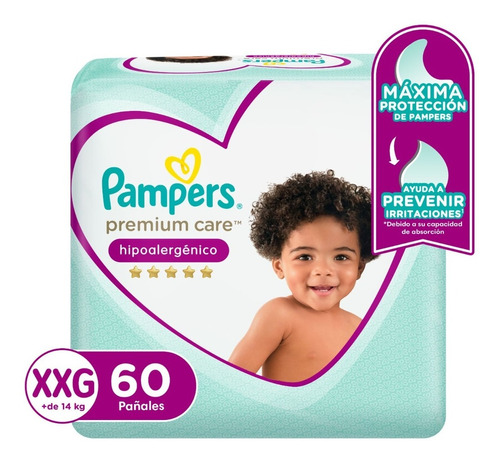 1 Paquete Pañales Pampers Premium Care Todas Las Tallas Género Sin Género Tamaño Talla Xxg:60 Und.