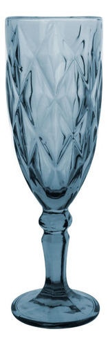 Copa Labrada Champagne Vidrio Flauta Cristal 170ml Vittori Azul Cobalto/4 Piezas