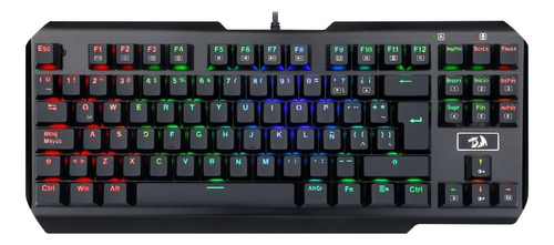 Teclado gamer Redragon Usas K553 QWERTY Outemu Red español latinoamérica color negro con luz RGB