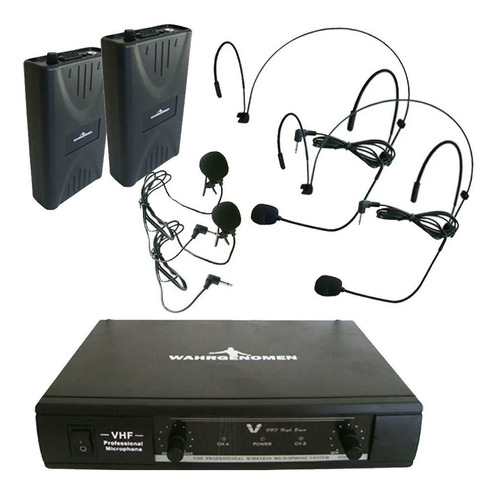 Set 2 Microfonos Diadema O Solapa Inalambricos Vhf