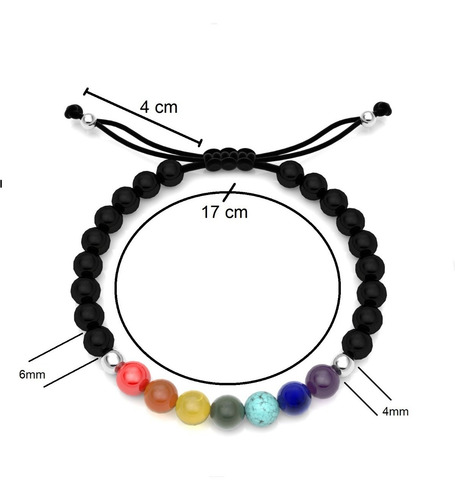 Imagen 2 de 10 de Pulsera 7 Chakras Con Onix Y Plata 925 Agalea Hombre Mujer