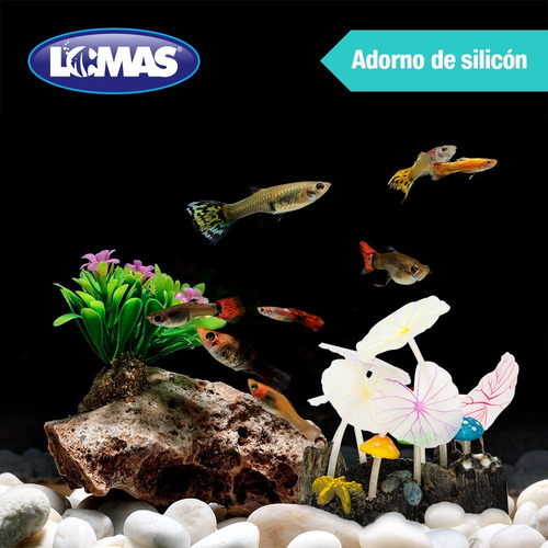 Arrecife Coral Mediano Fluorescente P/ Acuario Silicón Lomas
