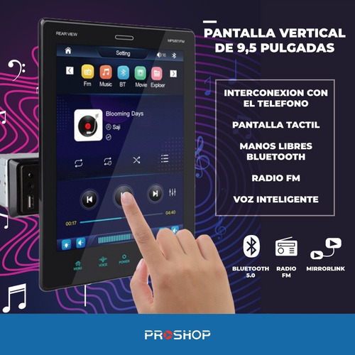 Imagen 5 de 10 de Combo Estereo Stereo Pantalla Tactil Parlantes 6x9 16cm Din