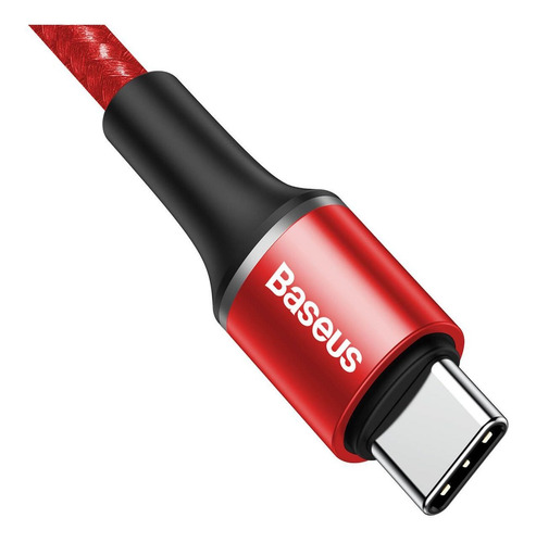 Cable USB-C Baseus Halo de 200 cm, 3 a 60 W, tipo C, rojo