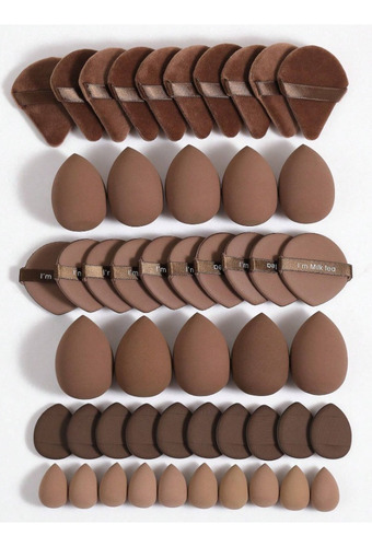 40 Pack Esponjas Belleza Cuidado Facil Make Up Modelos Marrón Mediana