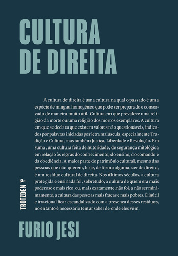Cultura de Direita, de Jesi, Furio. Editora BRO Global Distribuidora Ltda, capa mole em português, 2022