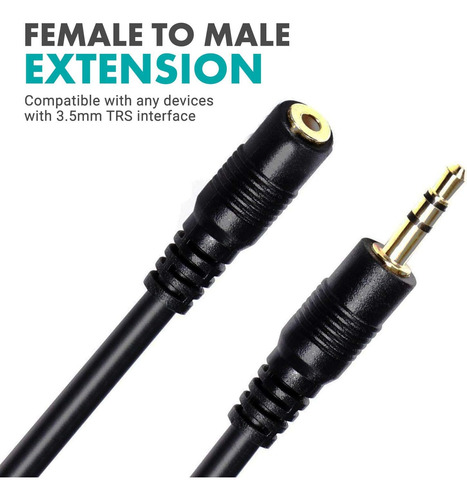 Cable De Audio Movo Mc10 De 3,5 Mm Cable De Extensión Trs A