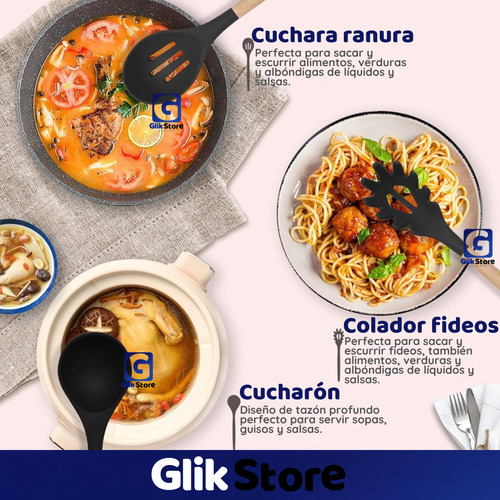 Set Untensillos Cocina Silicona Cuchillos 19 Piezas Completo