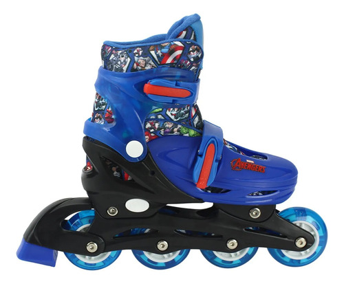 Patins Inline Marvel Os Vingadores 4 Rodas De Gel Tm 32 A 35 32 Ao 35 5 Cm Azul E Preto