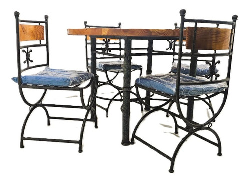 Juego De Comedor Rustico Redondo 4 Sillas Etrusco