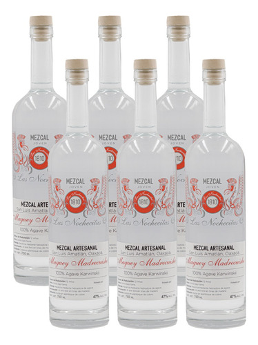 Caja De 6 Mezcal Las Nochecitas Madrecuishe 750 Ml